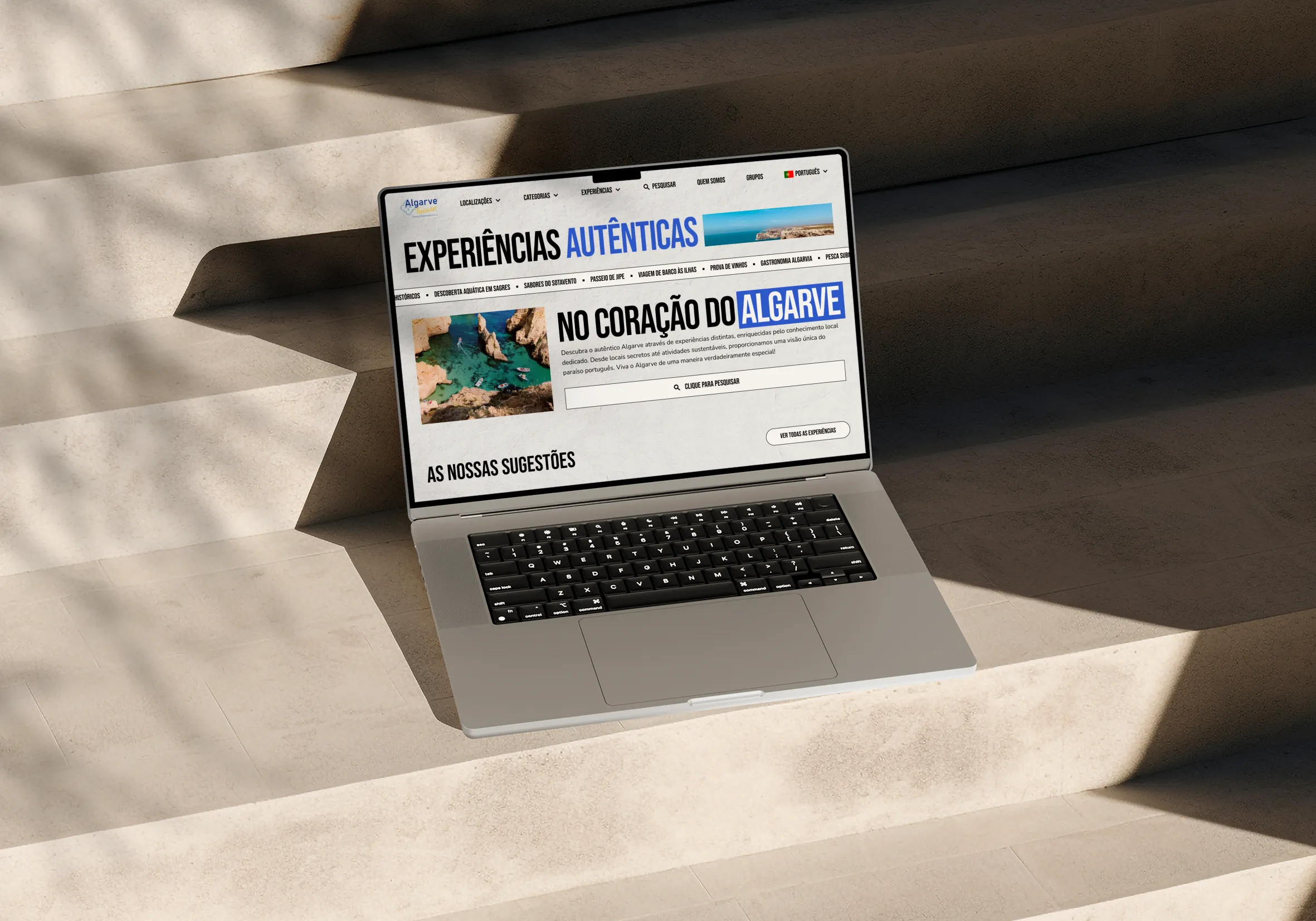 Mockup of a website on a laptop